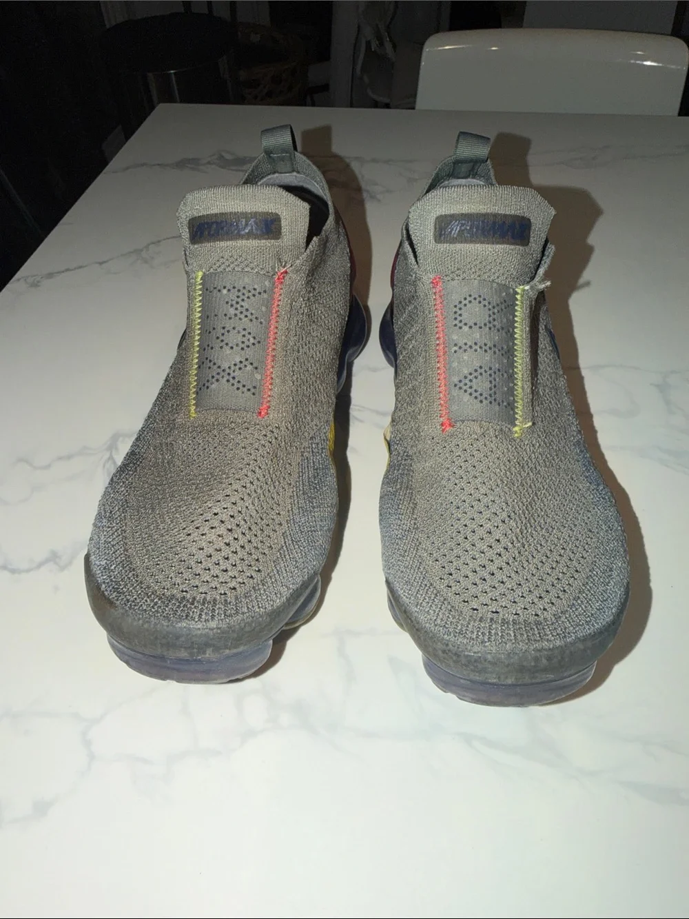 Nike Slip-On Vapormax Sneakers in Grey, Yellow and Navy